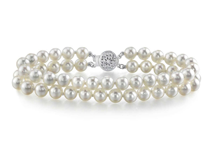 Rhodium Plated Womens Pearl Bracelet